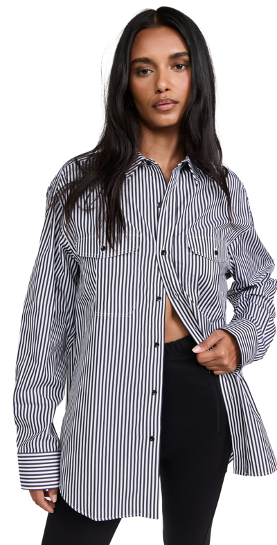 Shop Wardrobe.nyc Wardrobe. Nyc Oversize Shirt / Mid Stripe Black