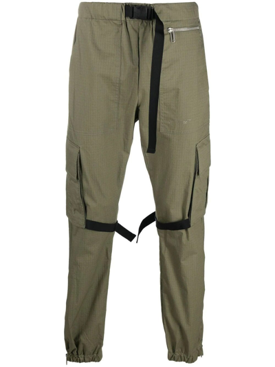 Shop Off-white Green Tab Detail Cargo Trousers
