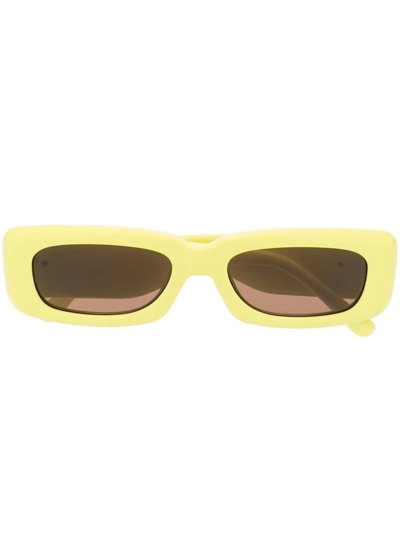 Shop Attico Mini Marfa Rectangular-frame Sunglasses In Yellow