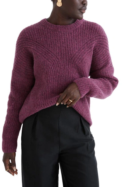 Shop Madewell Belfiore Ribbed Pullover Sweater In Heather Violet