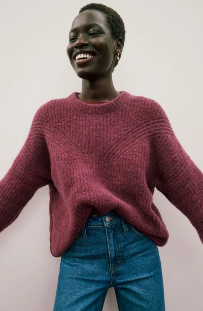 Shop Madewell Belfiore Ribbed Pullover Sweater In Heather Violet