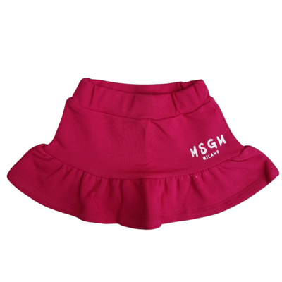 Shop Msgm Kids Logo Printed Ruffled Hem Mini Skirt In Pink