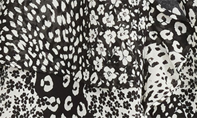 Shop Bb Dakota By Steve Madden Tiger Queen Long Sleeve Tiered Minidress In Black/ Ivory