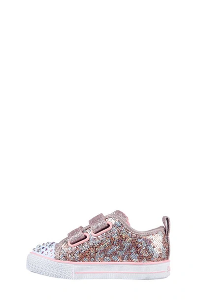Shop Skechers Twinkle Toes Shuffle Lite Sequins 'n Shine Light-up Sneaker In Rose Gold