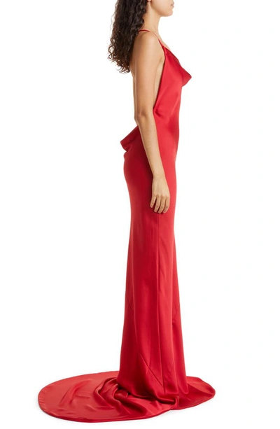 Shop Norma Kamali Low Back Bias Cut Column Gown In Red