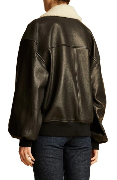 Shop Khaite Shellar Lambskin Leather Jacket With Genuine Shearling Collar In Black