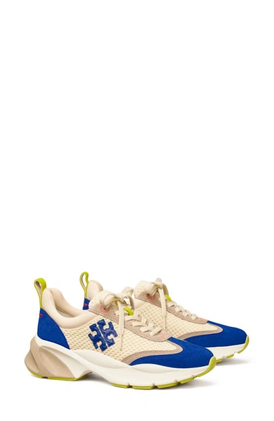 Shop Tory Burch Good Luck Trainer Sneaker In New Cream / Perfect Navy