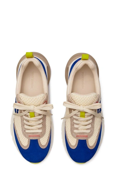 Shop Tory Burch Good Luck Trainer Sneaker In New Cream / Perfect Navy