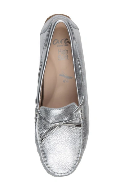 Shop Ara Amarillo Leather Driving Shoe In Silver Gauchosoft -metallic