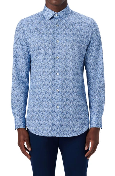 Shop Bugatchi Ooohcotton® Abstract Print Button-up Shirt In Air Blue