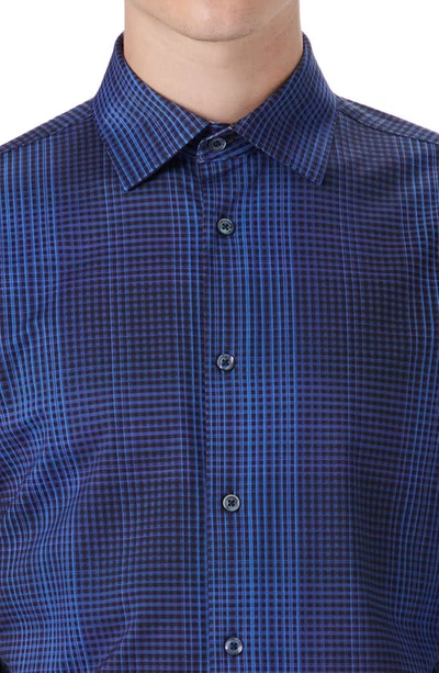 Shop Bugatchi Ooohcotton® Check Button-up Shirt In Midnight