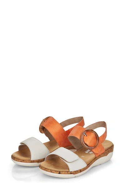 Shop Remonte Jocelyn 53 Slingback Sandal In Offwhite/ Orange