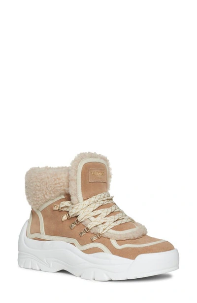 Shop Valentino Gumboy Wool Lined Sneaker In Camel Rose/ Light Ivory