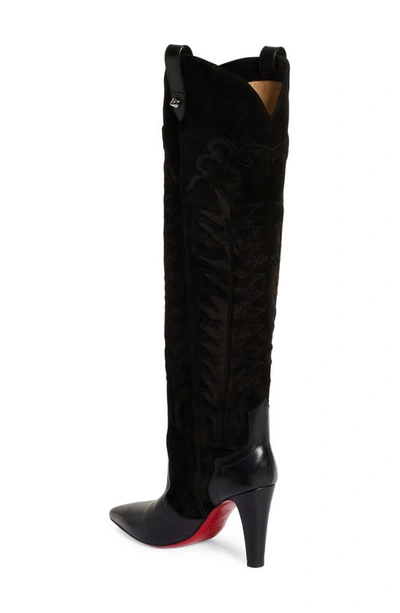 Christian Louboutin Santia Pointed Toe Knee High Boot In Black