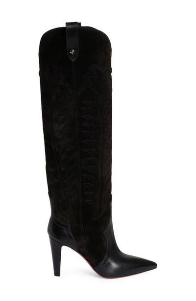 Christian Louboutin Santia Pointed Toe Knee High Boot In Black