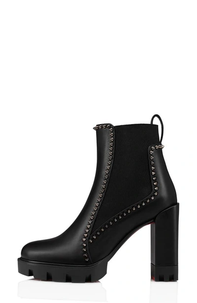 Shop Christian Louboutin Spike Chelsea Platform Bootie In Black