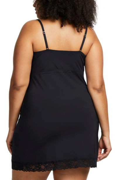 Montelle Intimates Lace Trim Full Bust Support Chemise In Black