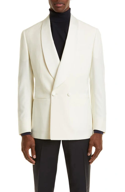 Shop Thom Sweeney Double Breasted Shawl Collar Dinner Jacket In White