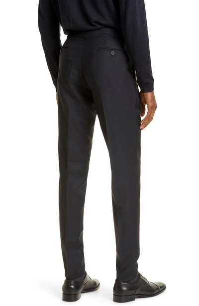 Shop Thom Sweeney Tailored Wool Blend Tuxedo Trousers In Midnight Navy