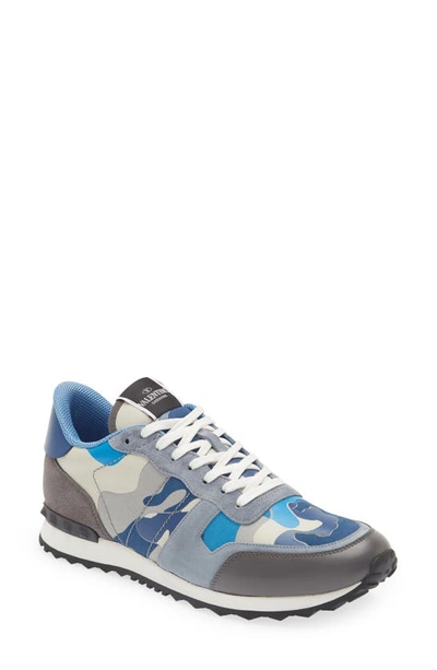 Valentino Garavani Rockrunner Camo Sneaker In Blue,grey | ModeSens