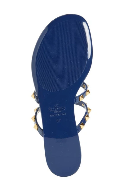 Shop Valentino Rockstud Jelly Sandal In Blue/ Multi