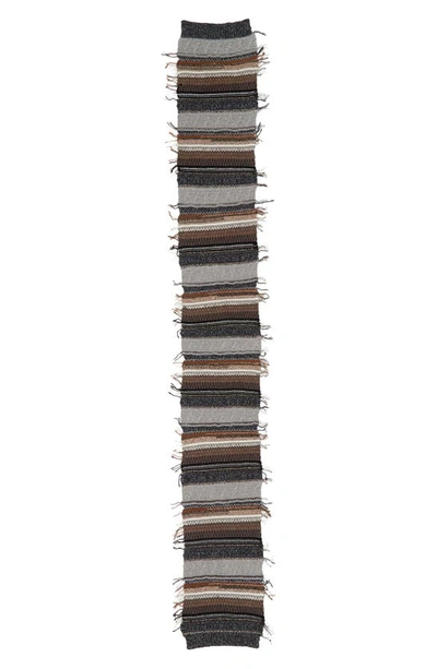 Shop Chloé Stripe Cashmere & Wool Scarf In Multicolor Grey