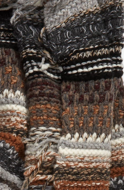 Shop Chloé Stripe Cashmere & Wool Scarf In Multicolor Grey