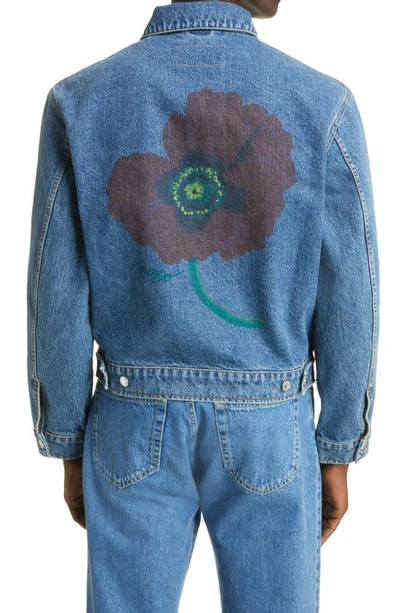 Shop Kenzo Floral Trucker Denim Jacket In Sky Blue