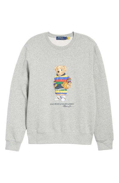 Polo Ralph Lauren Basketball Bear Graphic Crewneck Sweatshirt In Andover Heather Active Bear