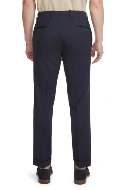 Shop Jack Victor Payne Flat Front Wool Trousers In Navy