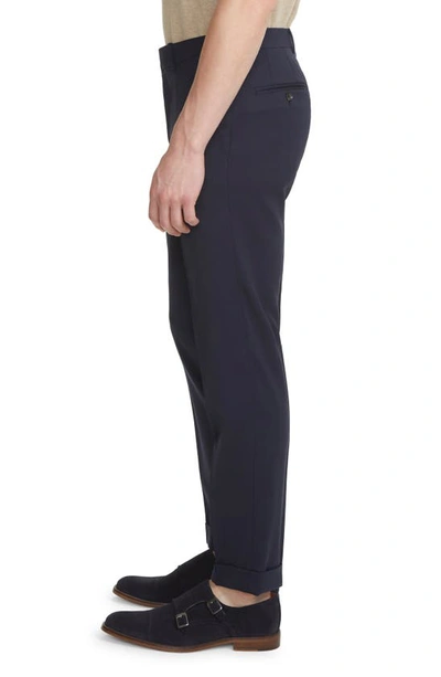 Shop Jack Victor Payne Flat Front Wool Trousers In Navy
