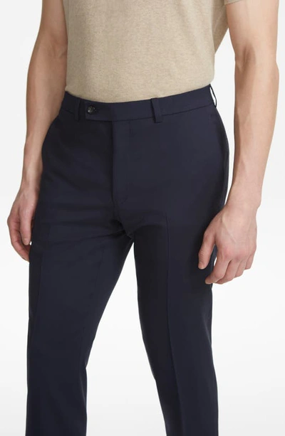 Shop Jack Victor Payne Flat Front Wool Trousers In Navy