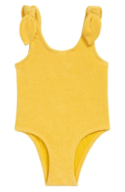 Shop Zimmermann Kids' Jeannie Terry Cloth One-piece Swimsuit In Mustard