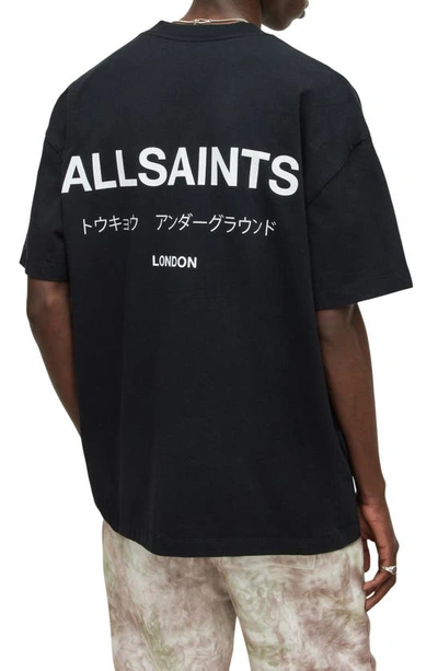 Shop Allsaints Underground Oversize Organic Cotton Graphic T-shirt In Jet Black
