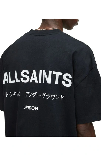 Shop Allsaints Underground Oversize Organic Cotton Graphic T-shirt In Jet Black