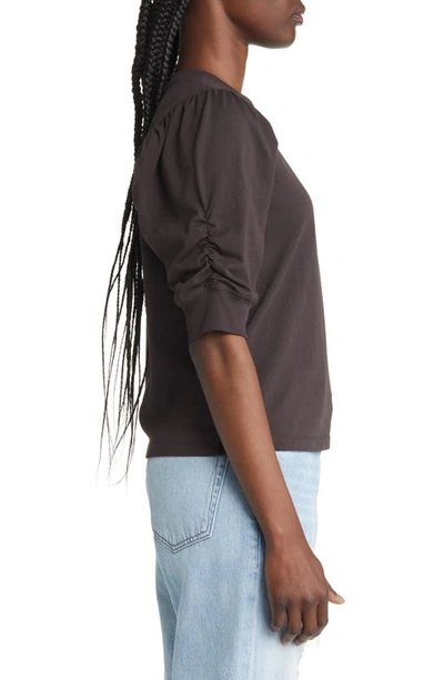 Shop Frame Frankie Puff Sleeve Cotton Blouse In Americano