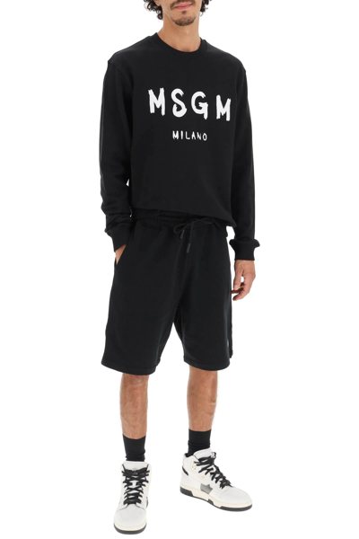 Shop Msgm Brushed Logo Sweatshirt In Black