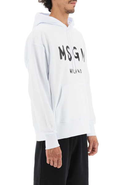 Shop Msgm Logo Hoodie In White