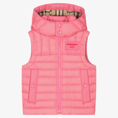 Shop Burberry Baby Girls Pink Down Gilet