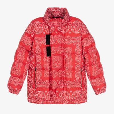 Shop Givenchy Teen Red Bandana Puffer Jacket