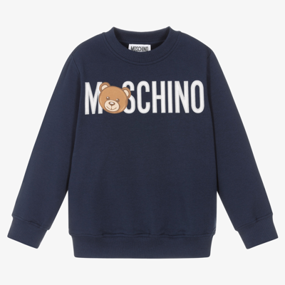 Shop Moschino Kid-teen Blue Cotton Logo Sweatshirt