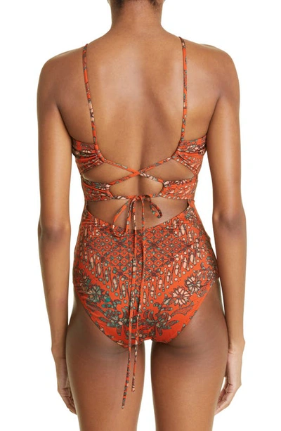 Shop Ulla Johnson Akami Cutout One-piece Swimsuit In Clementine