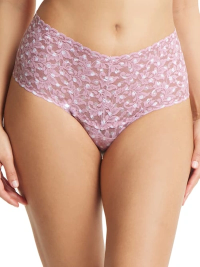 Shop Hanky Panky Signature Lace Printed Retro Thong In Pink Frosting