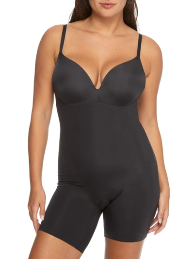 Shop Maidenform All-in-one Firm Control Mid-thigh Shaper In Black