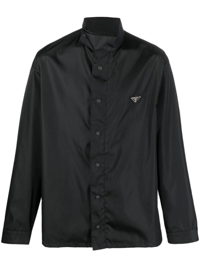 Shop Prada `re-nylon` Long Sleeves Shirt Jacket In Nero