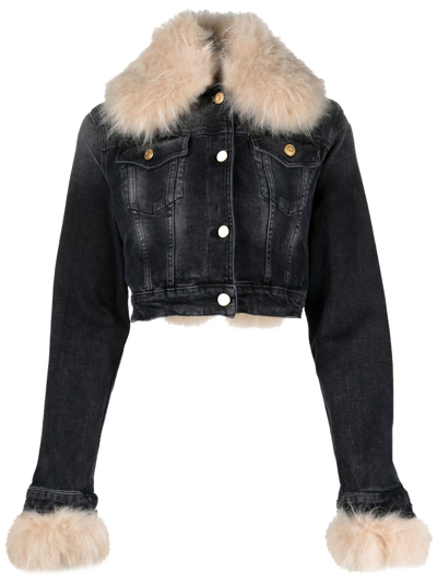 Shop Blumarine Denim Jacket In Nero