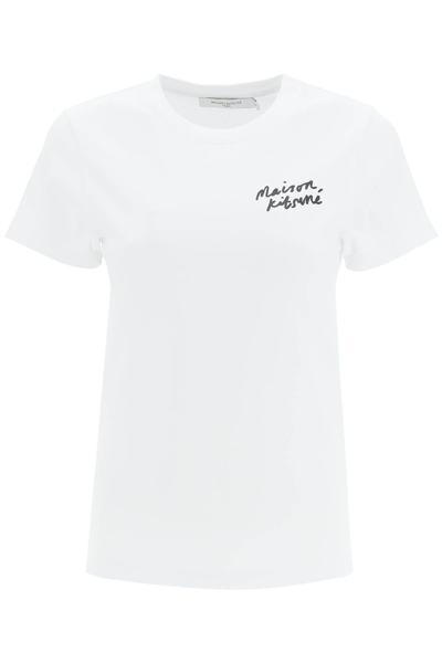 Shop Maison Kitsuné Maison Kitsune Logo Print T-shirt In White