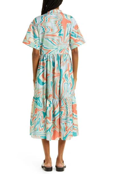 KIMBERLY GOLDSON DONNI RUFFLE HEM MIDI DRESS 