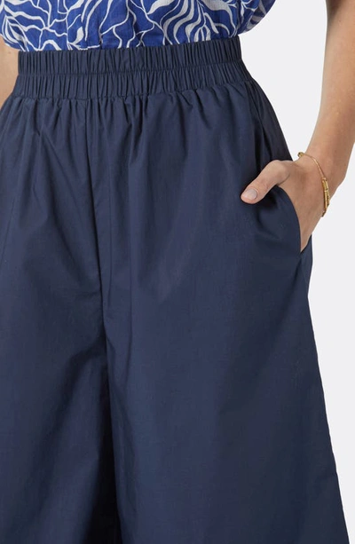 Shop Joie Hollis Wide Leg Cotton Crop Pants In Navy Blazer