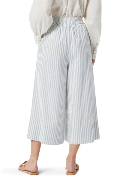 Shop Joie Hollis Stripe Wide Leg Cotton Crop Pants In Porcelain Chambray
